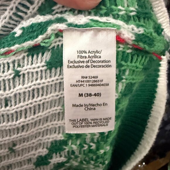 Holiday Time Christmas Moo Cow Ugly Sweater Green Red Medium M (38-40) Acrylic K - Picture 6 of 7